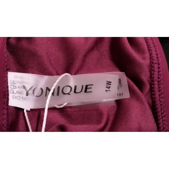 Yonique Womens Size 14 Two Piece Bikini Set V Neck Side lattice mesh insets - Picture 6 of 8